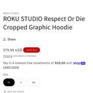 ROKU STUDIO Respect Or Die Cropped
Graphic Hoodie