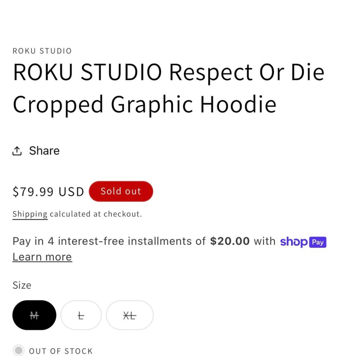 ROKU STUDIO Respect Or Die Cropped
Graphic Hoodie