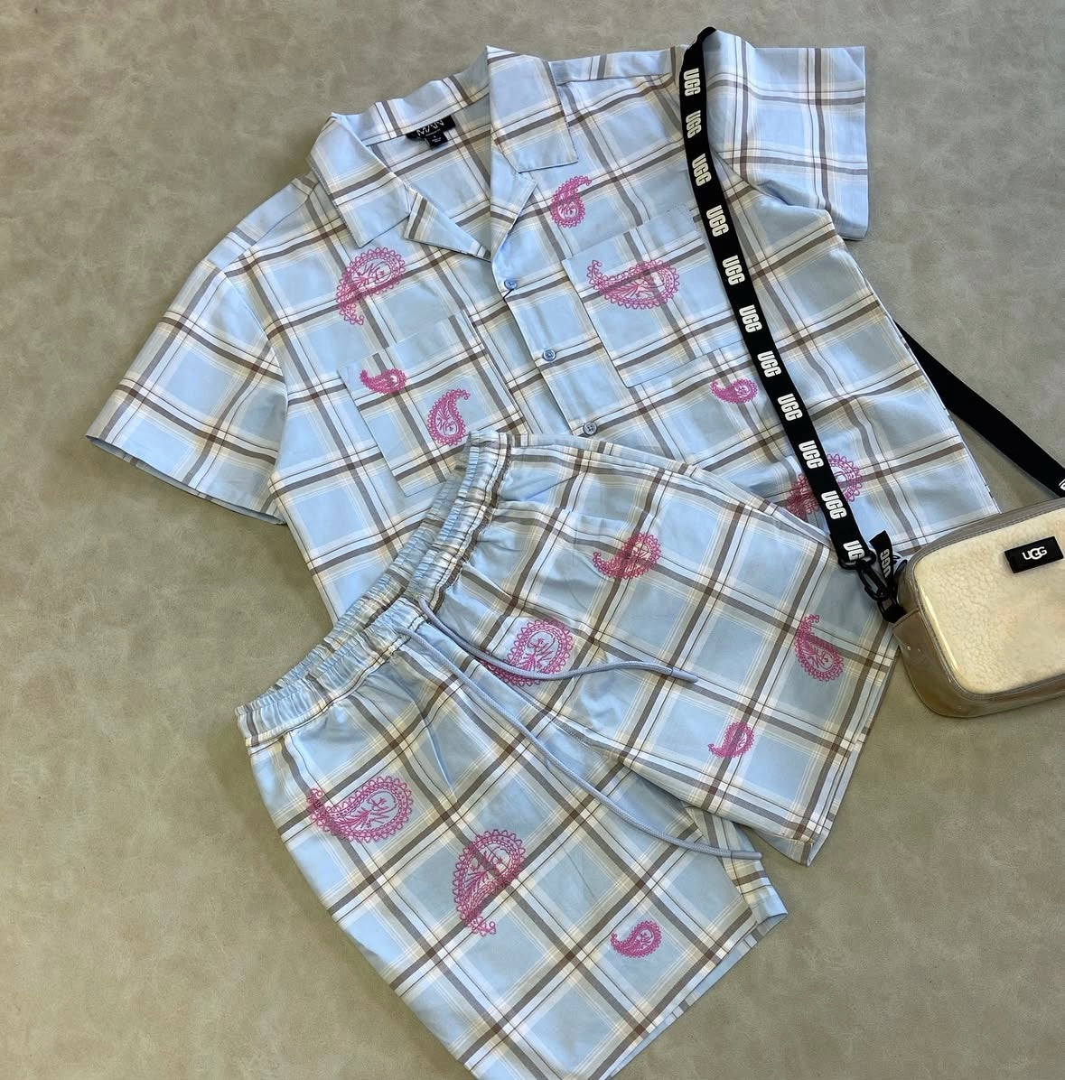Boxy Check Paisley Embroidered Shirt