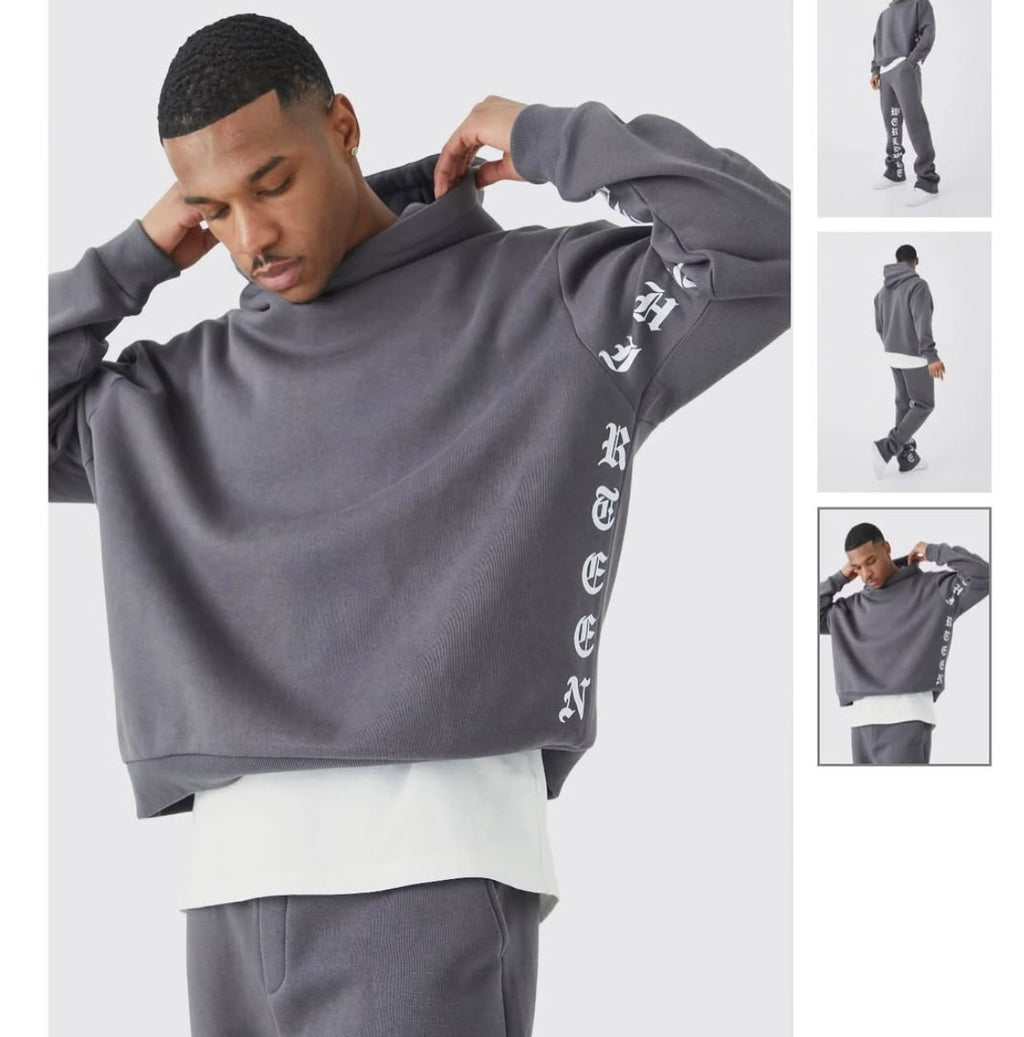 Oversized Boxy Printed Flared Tracksuit