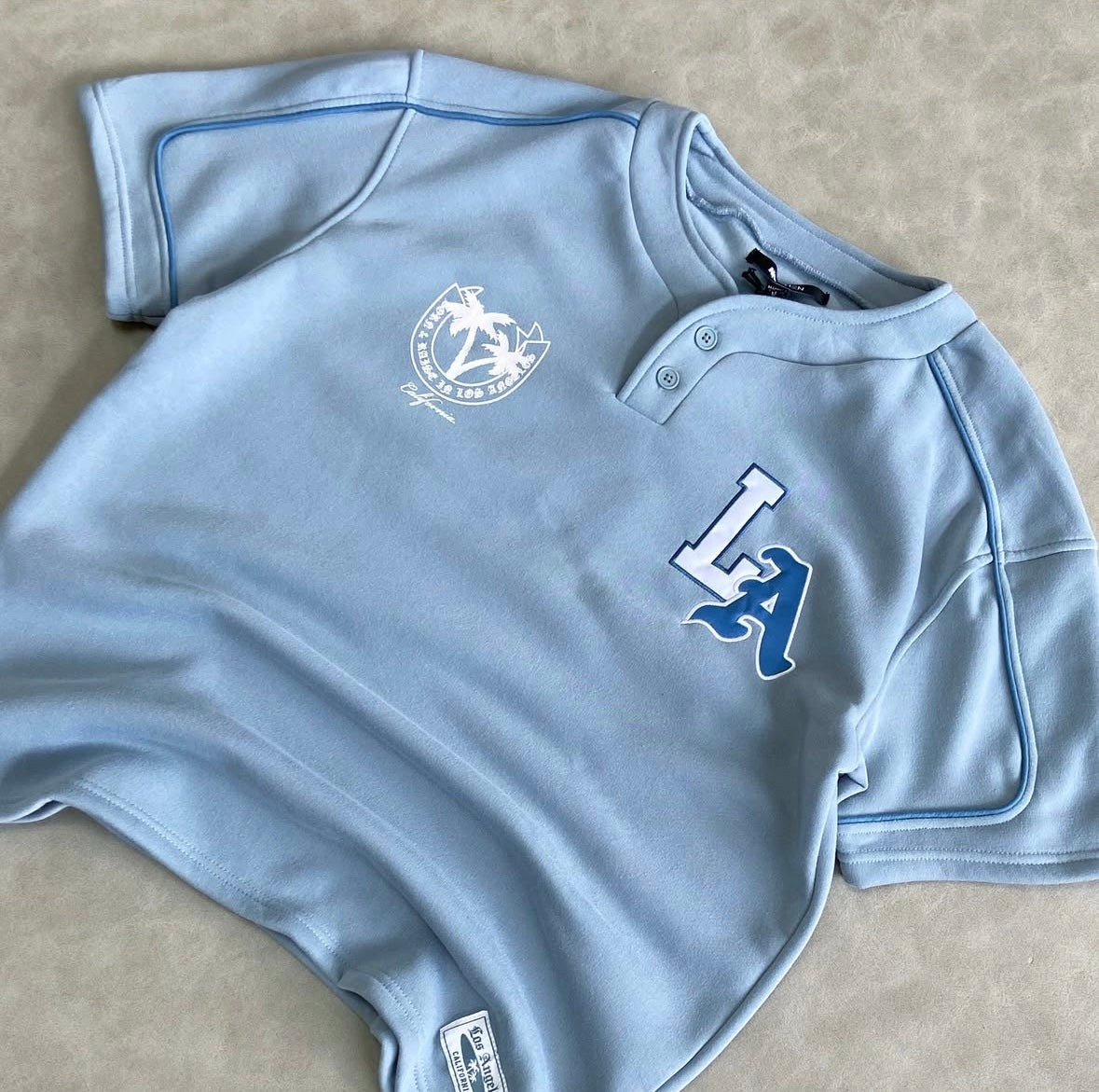 LA California Short Sleeve Henley - Stone