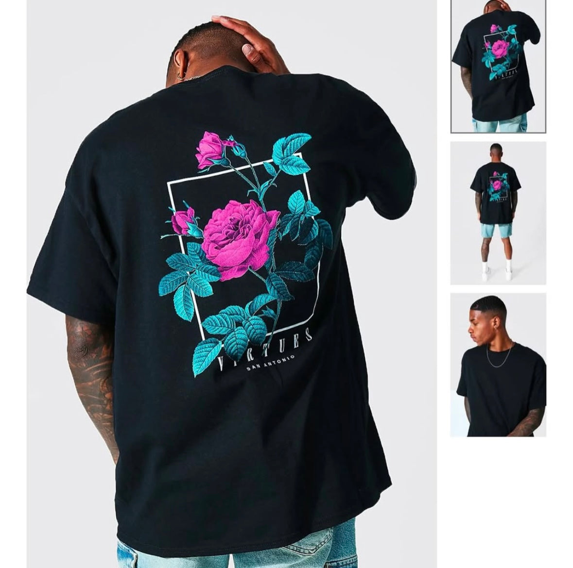 Oversized Virtues Graphic T-Shirt