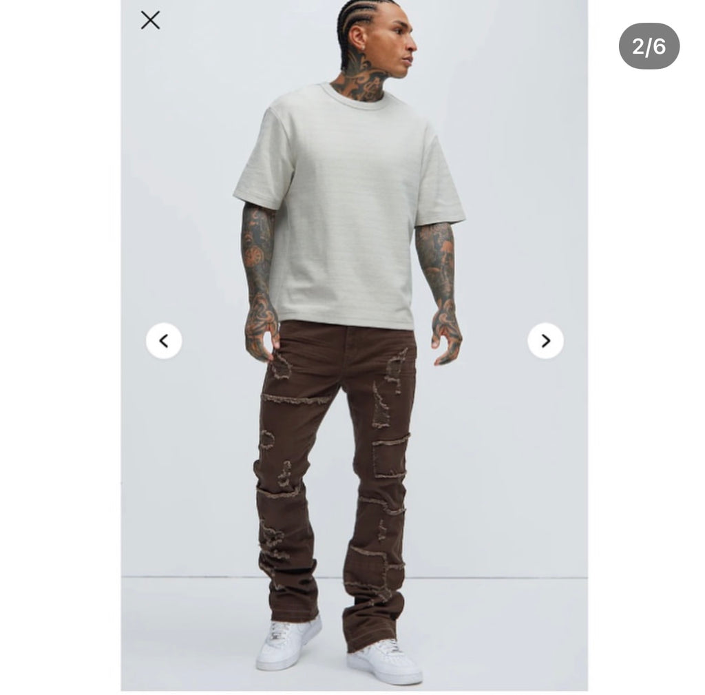 Manchester Wide Leg Stacked Pant - Darck Brown