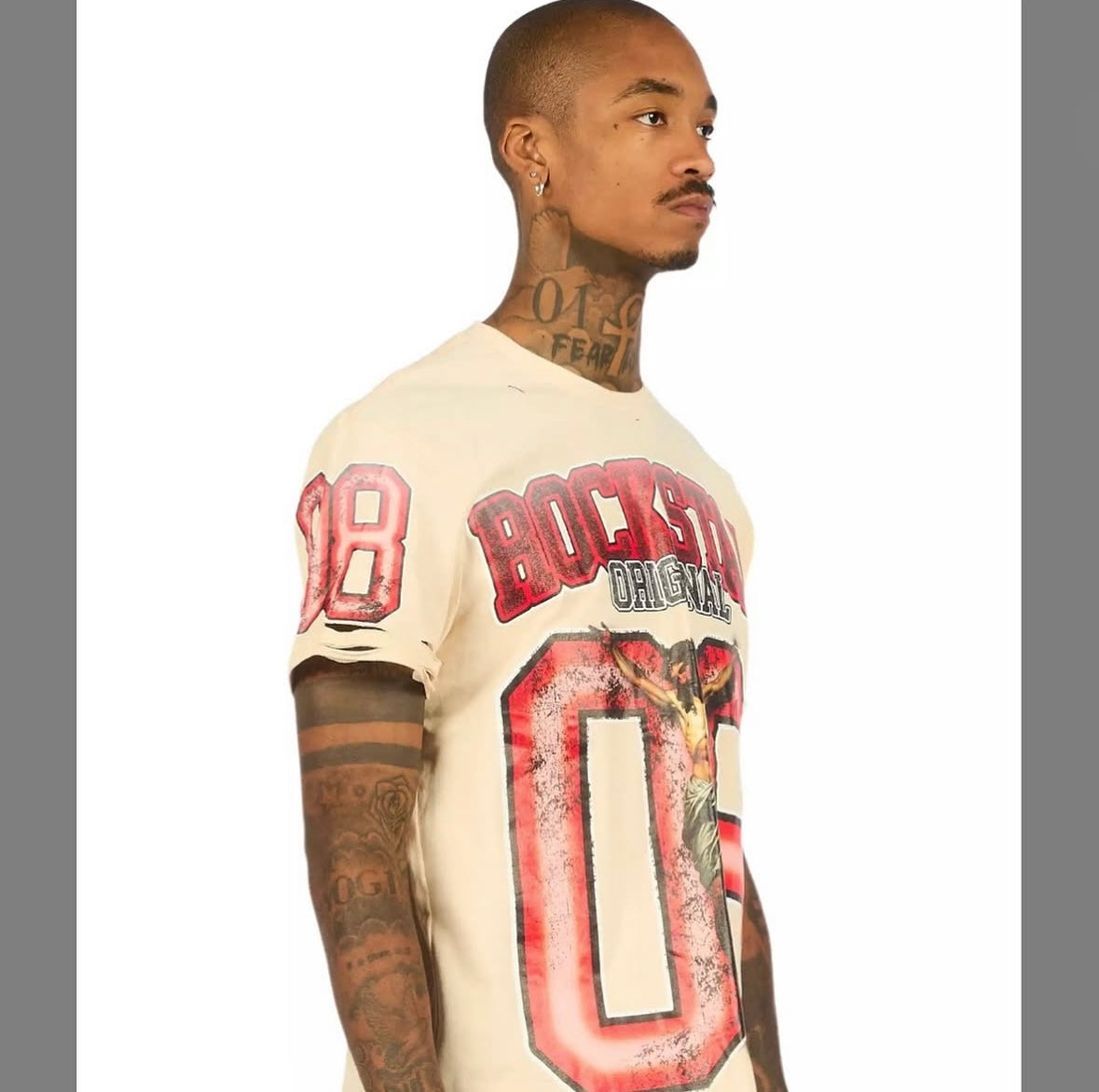 Fields Beige Oversized Graphic T-Shirt