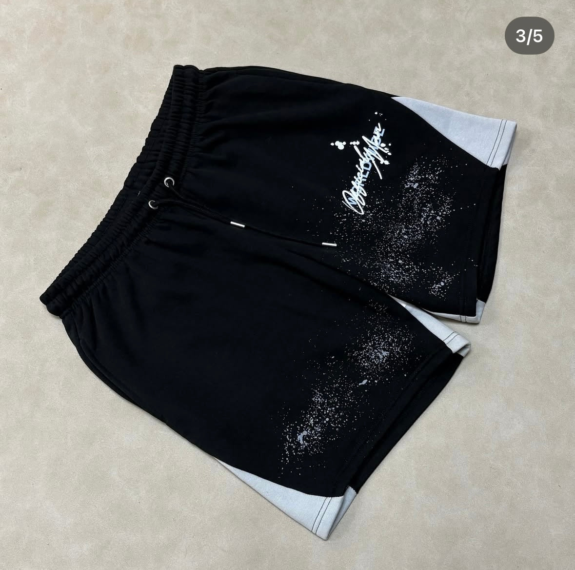 Loose Fitting Paint Splatter Shorts With Gusset