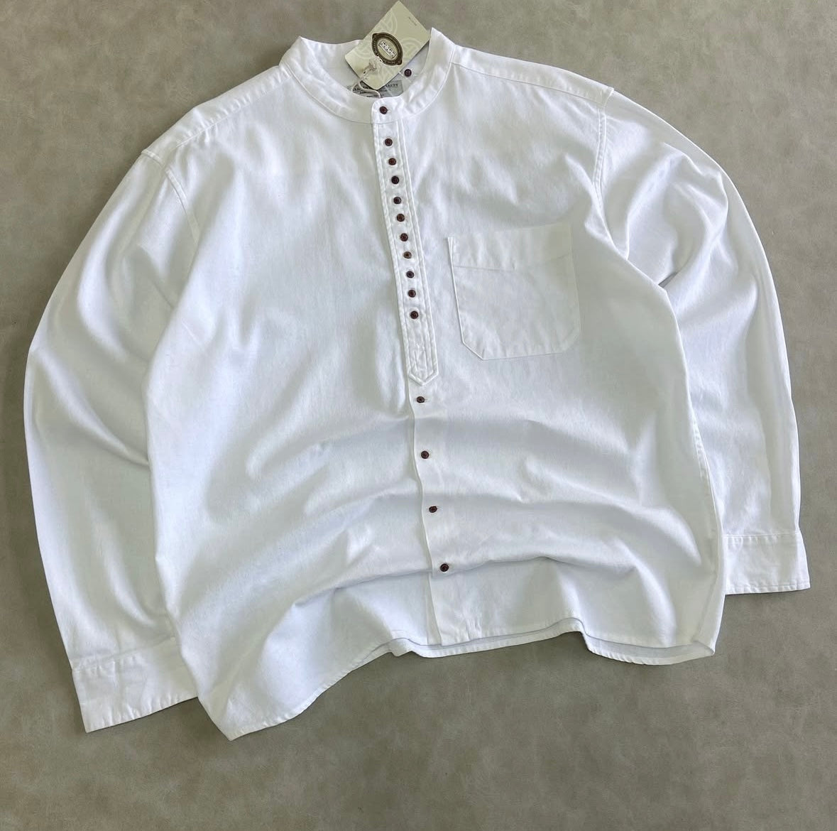Aran Sweater Grandfather Shirt - White