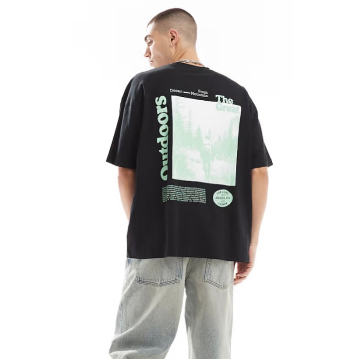 ASOS DESIGN oversized t-shirt with nature back print in black