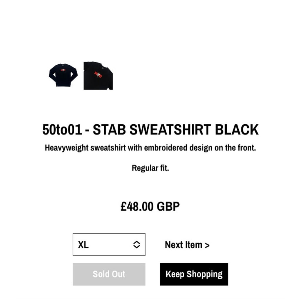 50to01 - STAB SWEATSHIRT BLACK