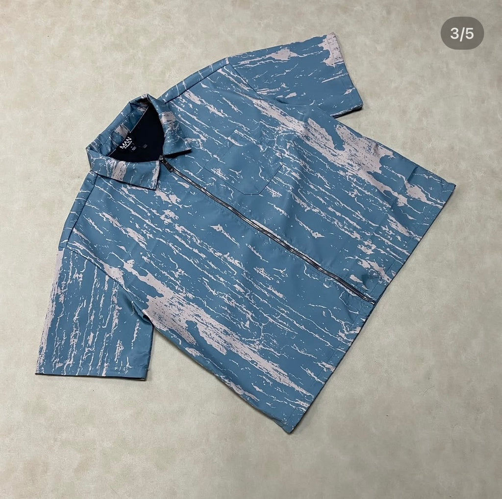 Oversized Boxy Two Tone Rib Knit Shirt