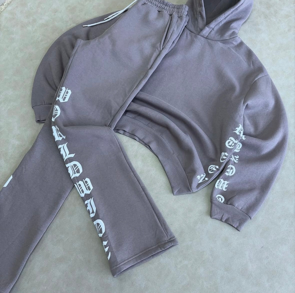 Oversized Boxy Printed Flared Tracksuit