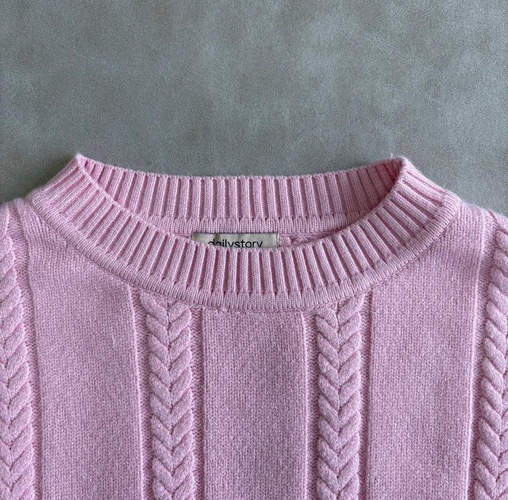 Pink Sweater With Cable Details