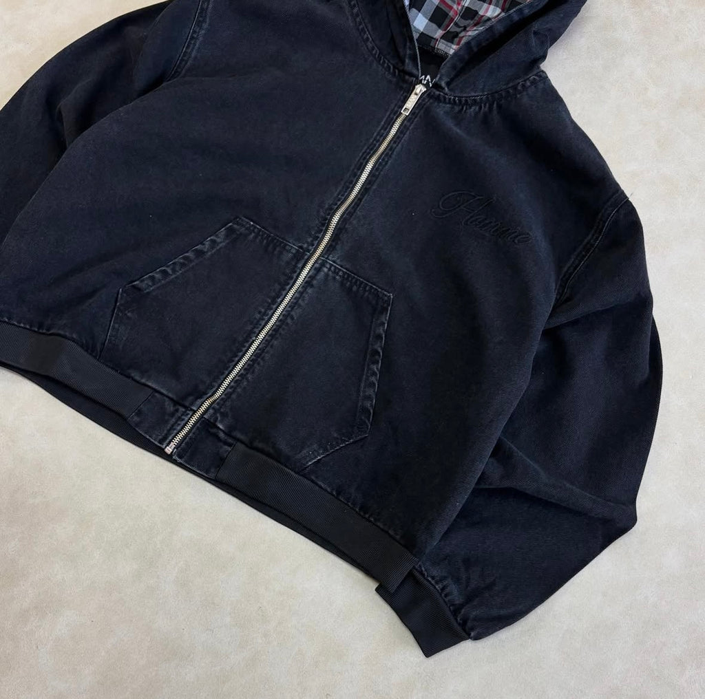 Oversized Boxy Denim Embroidered
Hoodie