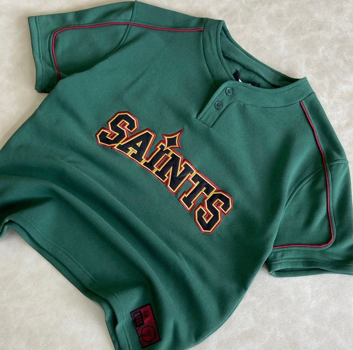 Saint Worldwide Henley Short Sleeve -
Green