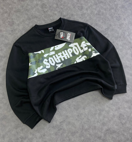 South Pole Camo Panel Crewnwck