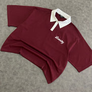 Luxury Pear l Embellished Polo Oversized  t-Shirt