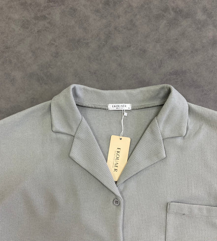 Ekouaer Texture Wafle Button Shirt