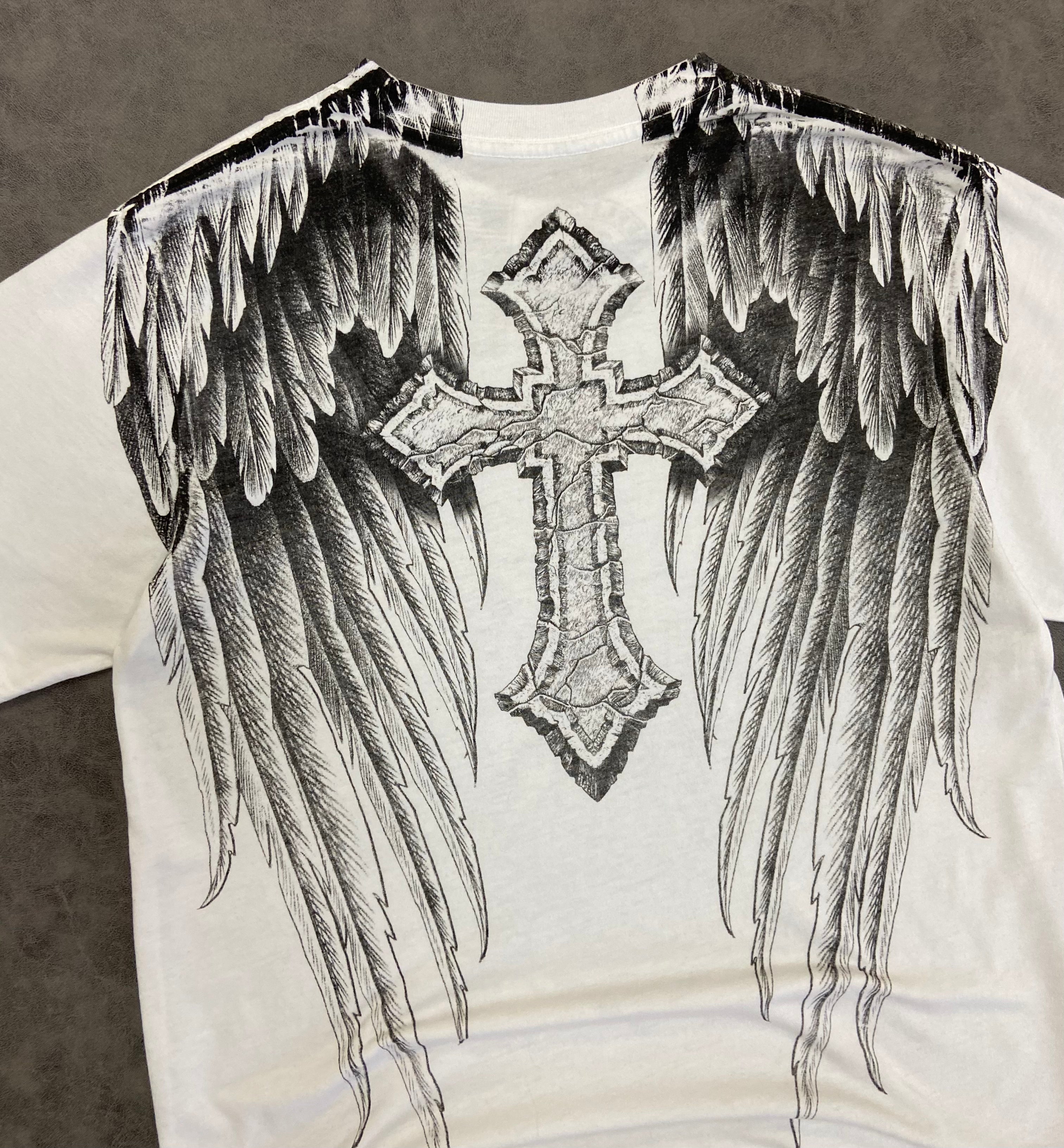 AFFLICTION CROSSED OVER T-SHIRT