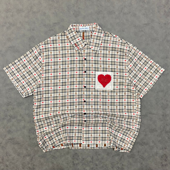 Aelfric Eden CROCHET HEART POCKET PLAID SHIRT