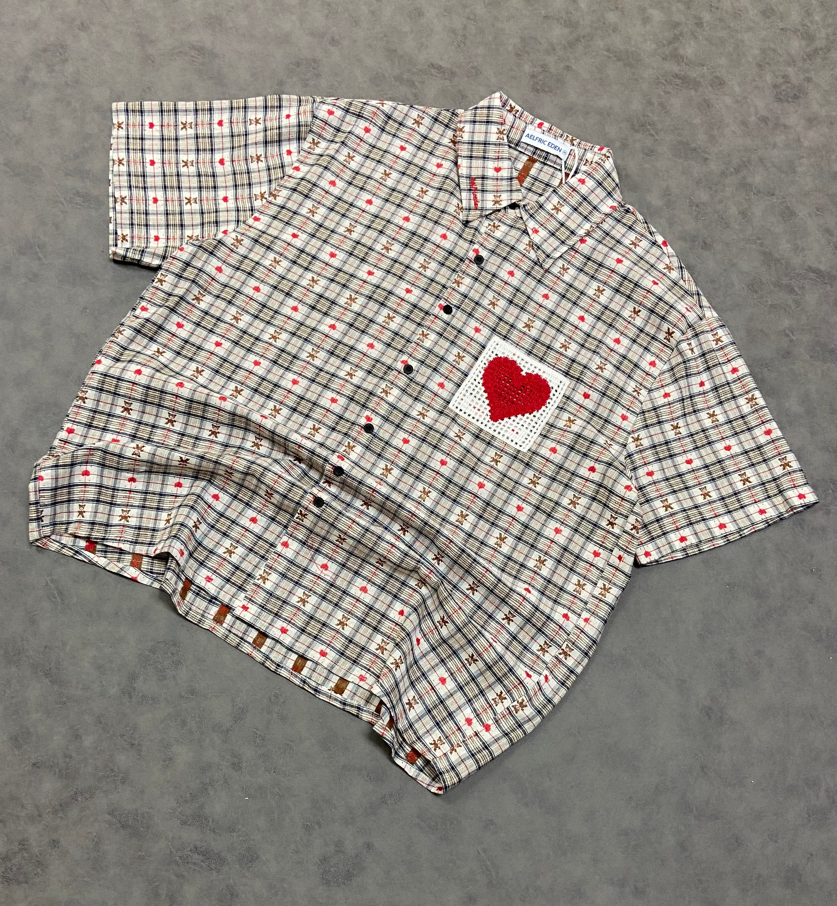 Aelfric Eden CROCHET HEART POCKET PLAID SHIRT
