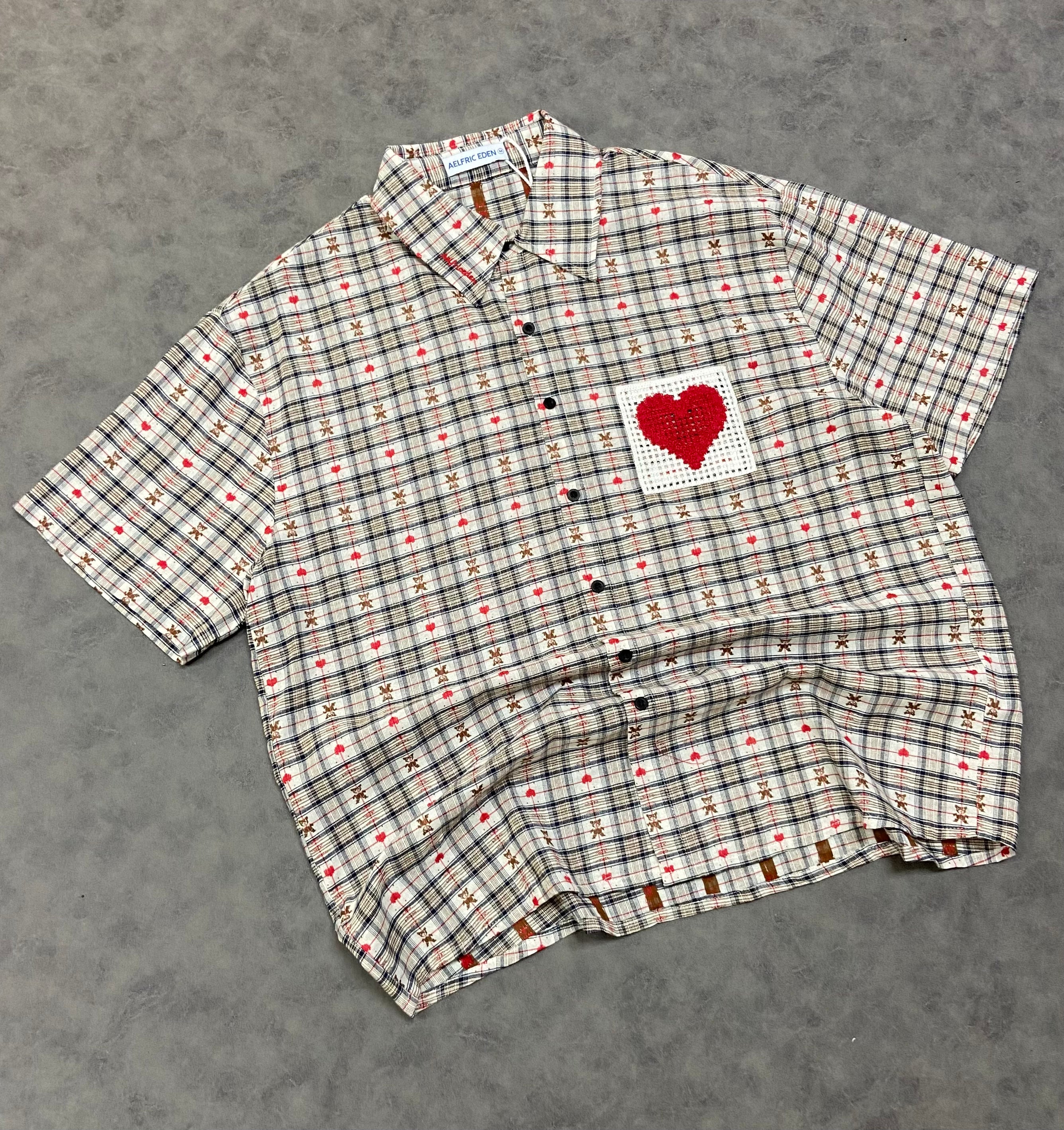 Aelfric Eden CROCHET HEART POCKET PLAID SHIRT