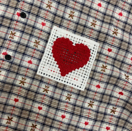 Aelfric Eden CROCHET HEART POCKET PLAID SHIRT