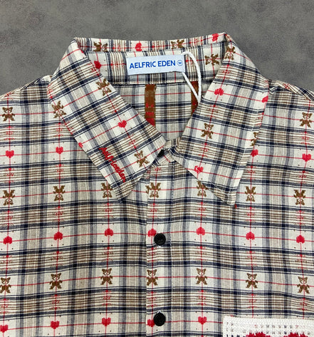 Aelfric Eden CROCHET HEART POCKET PLAID SHIRT