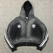 Aelfric Eden Stripe Washed Zip Up Boxy Fit Hoodie
