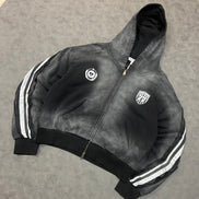 Aelfric Eden Stripe Washed Zip Up Boxy Fit Hoodie