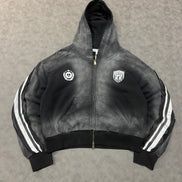 Aelfric Eden Stripe Washed Zip Up Boxy Fit Hoodie