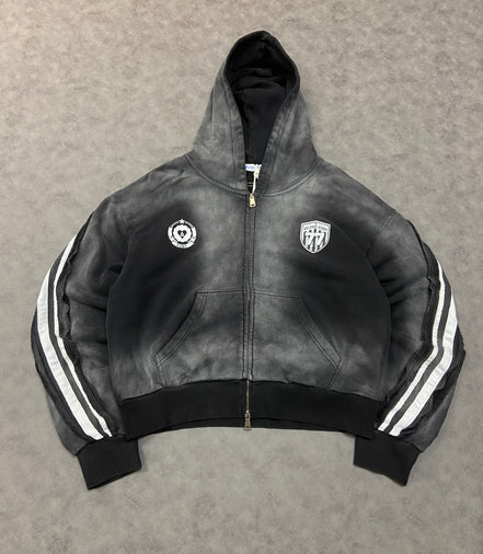 Aelfric Eden Stripe Washed Zip Up Boxy Fit Hoodie
