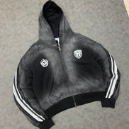 Aelfric Eden Stripe Washed Zip Up Boxy Fit Hoodie