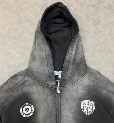 Aelfric Eden Stripe Washed Zip Up Boxy Fit Hoodie