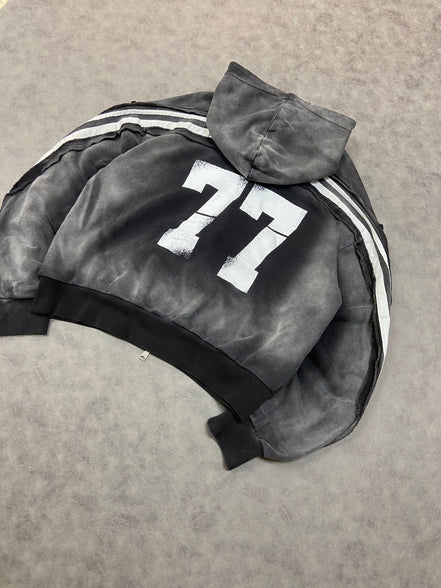 Aelfric Eden Stripe Washed Zip Up Boxy Fit Hoodie