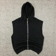 Sleeveless Full Zip Up Vest Hoodie