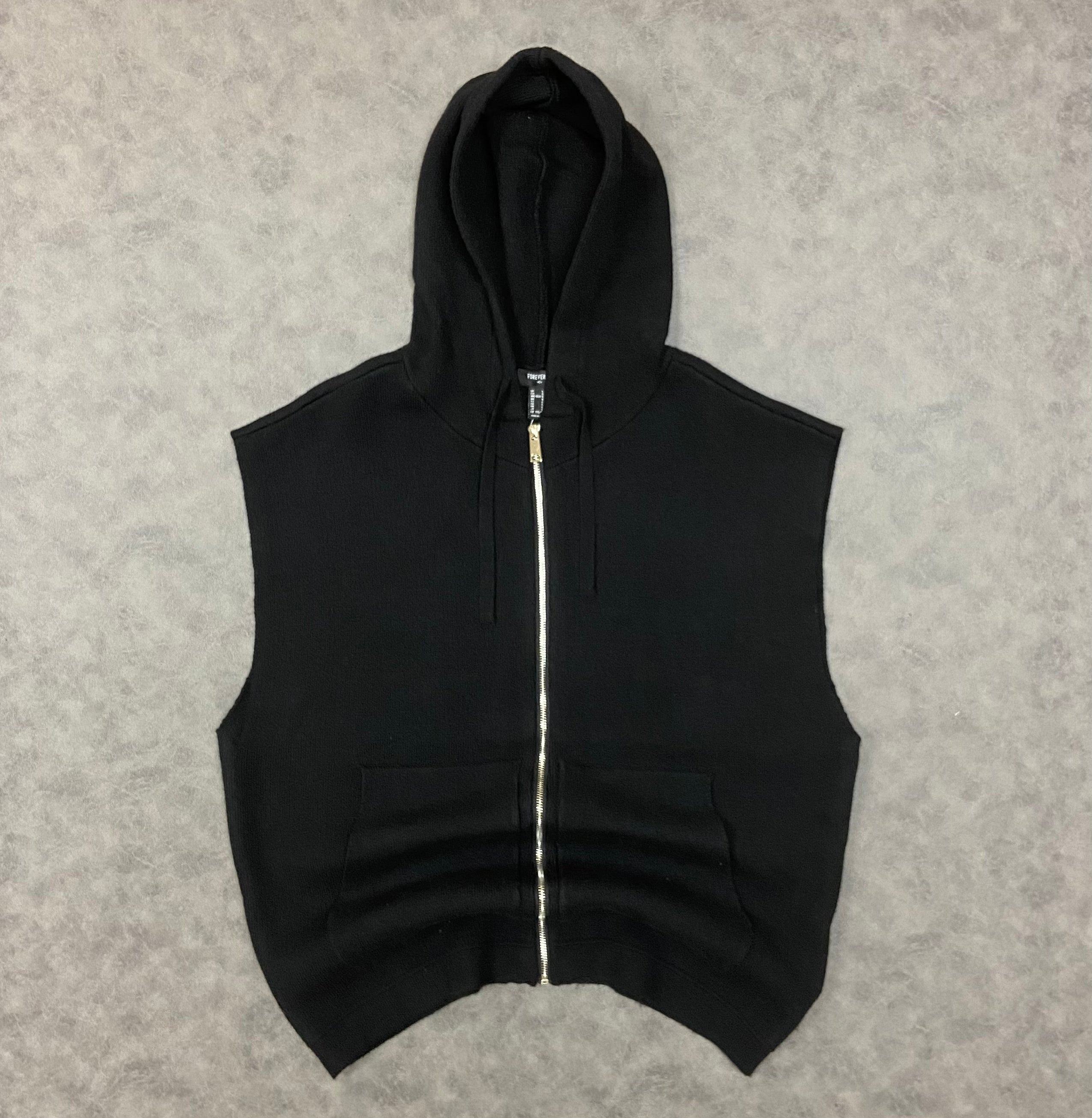 Sleeveless Full Zip Up Vest Hoodie