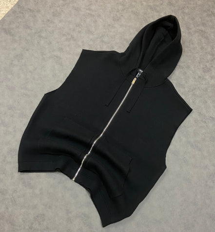 Sleeveless Full Zip Up Vest Hoodie