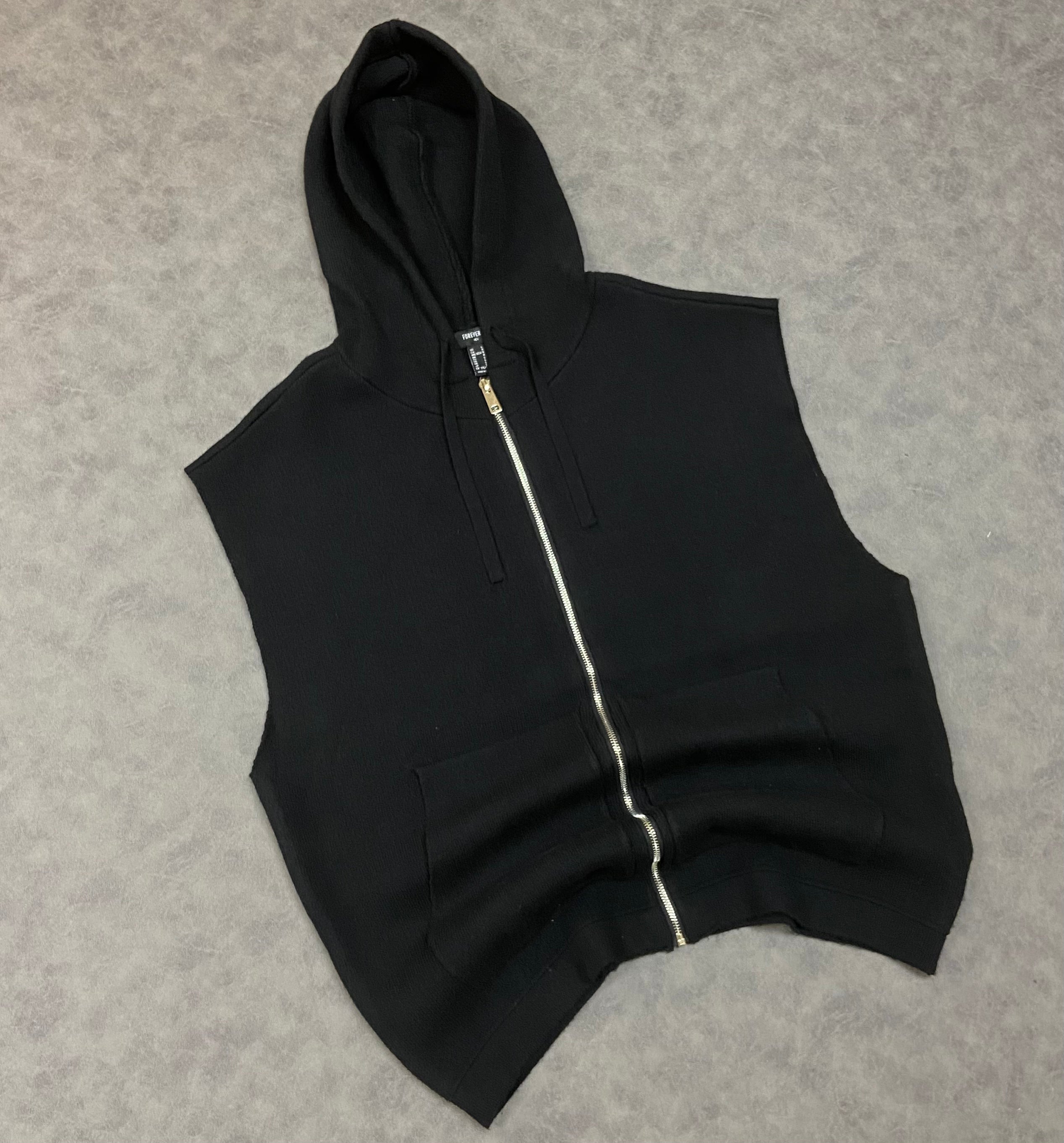 Sleeveless Full Zip Up Vest Hoodie