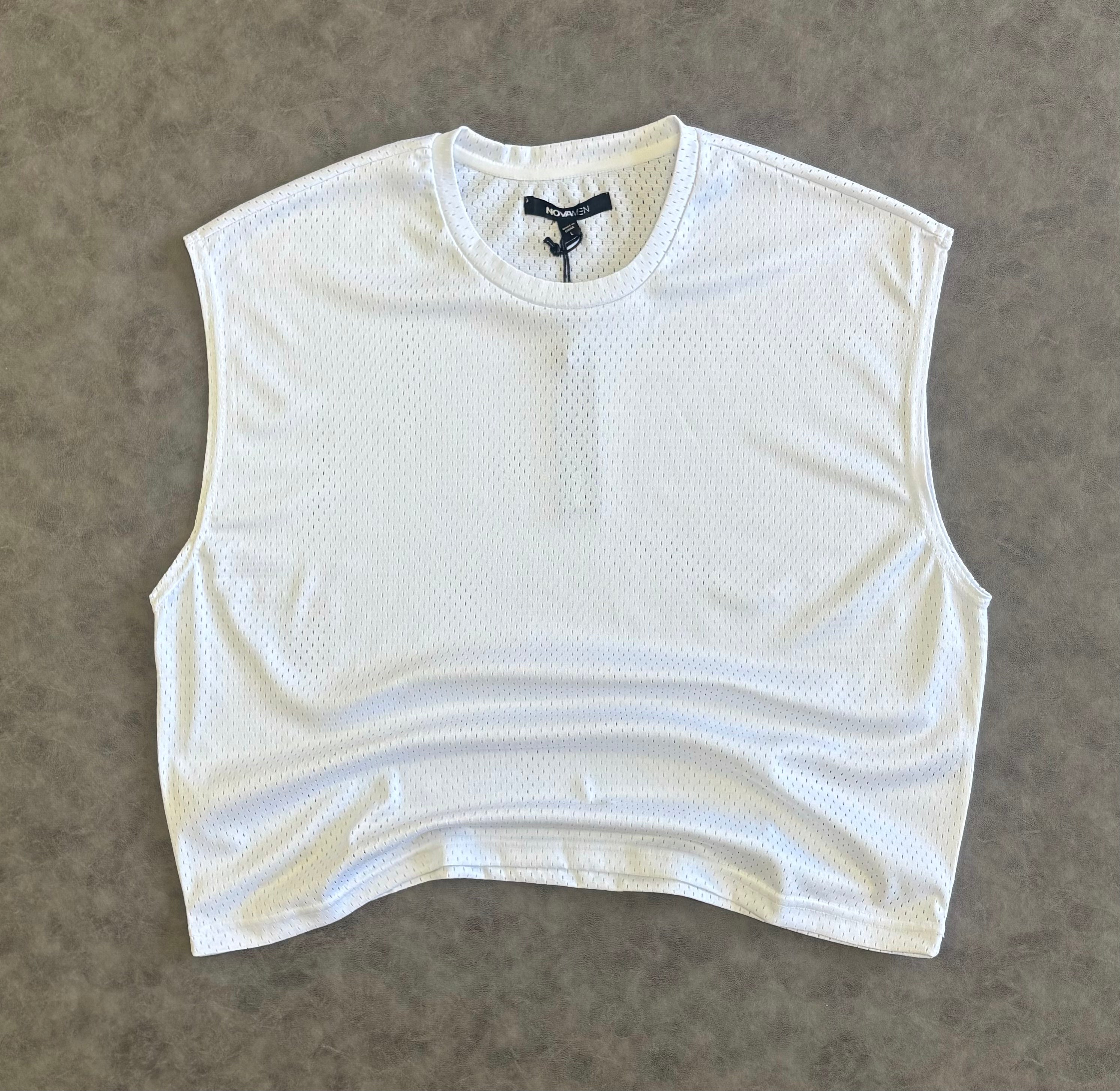 Boxy Sleeveless Muscle T-Shirt White