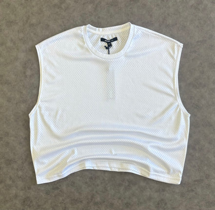Boxy Sleeveless Muscle T-Shirt White