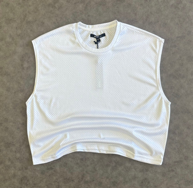 Boxy Sleeveless Muscle T-Shirt White