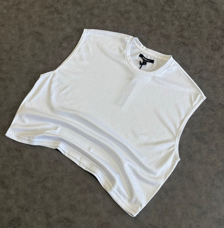 Boxy Sleeveless Muscle T-Shirt White