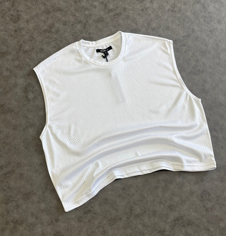 Boxy Sleeveless Muscle T-Shirt White