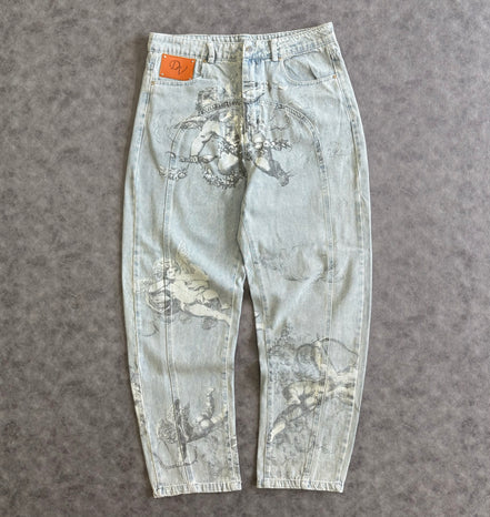Y2K Retro Baggy Trendy Cupid Angel American Hip Hop Pants