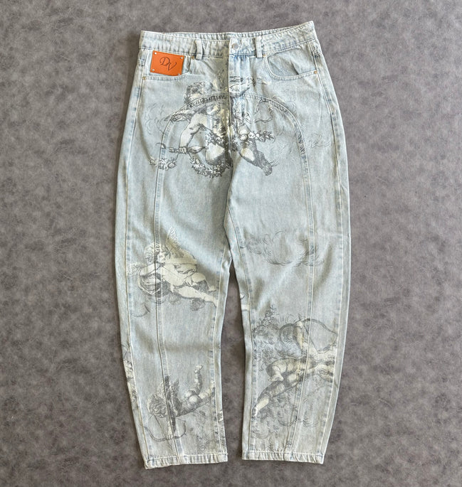 Y2K Retro Baggy Trendy Cupid Angel American Hip Hop Pants
