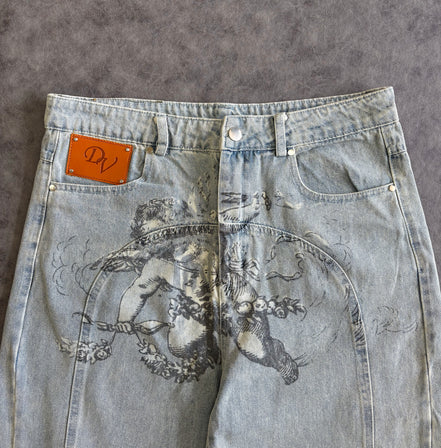 Y2K Retro Baggy Trendy Cupid Angel American Hip Hop Pants