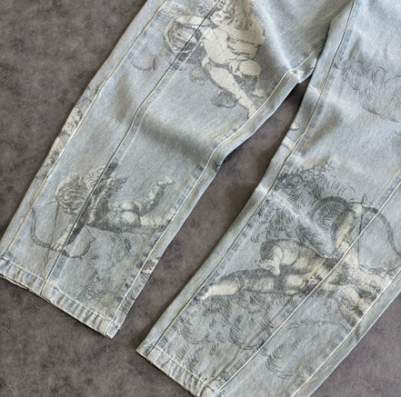 Y2K Retro Baggy Trendy Cupid Angel American Hip Hop Pants