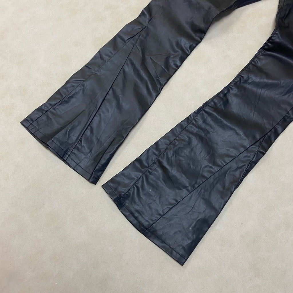 Faux Leather Stacked Skinny Flare Pants