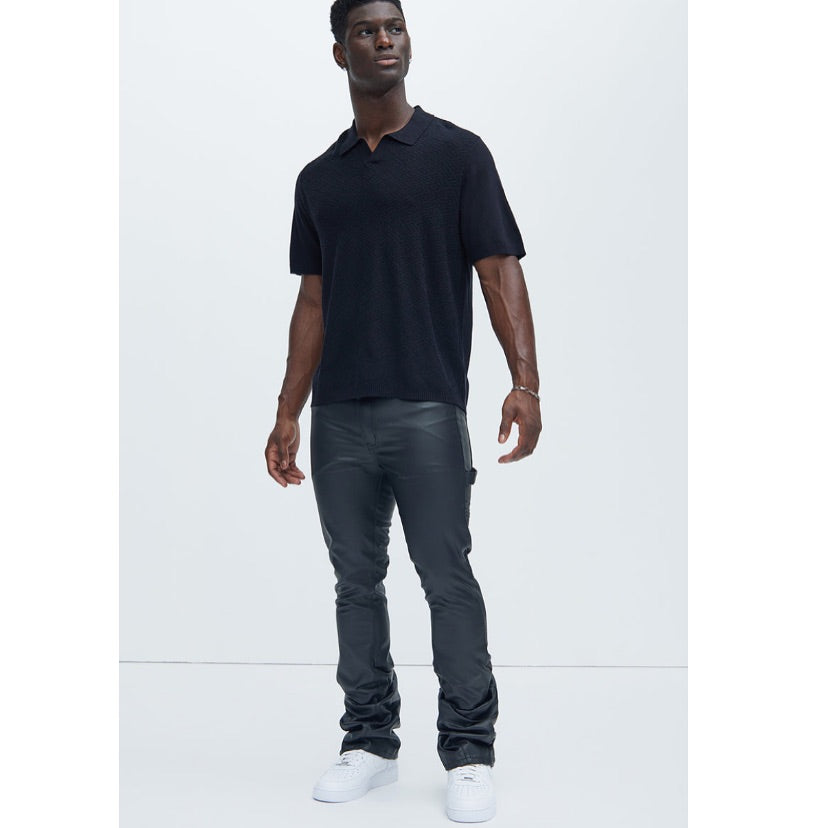 Faux Leather Stacked Skinny Flare Pants