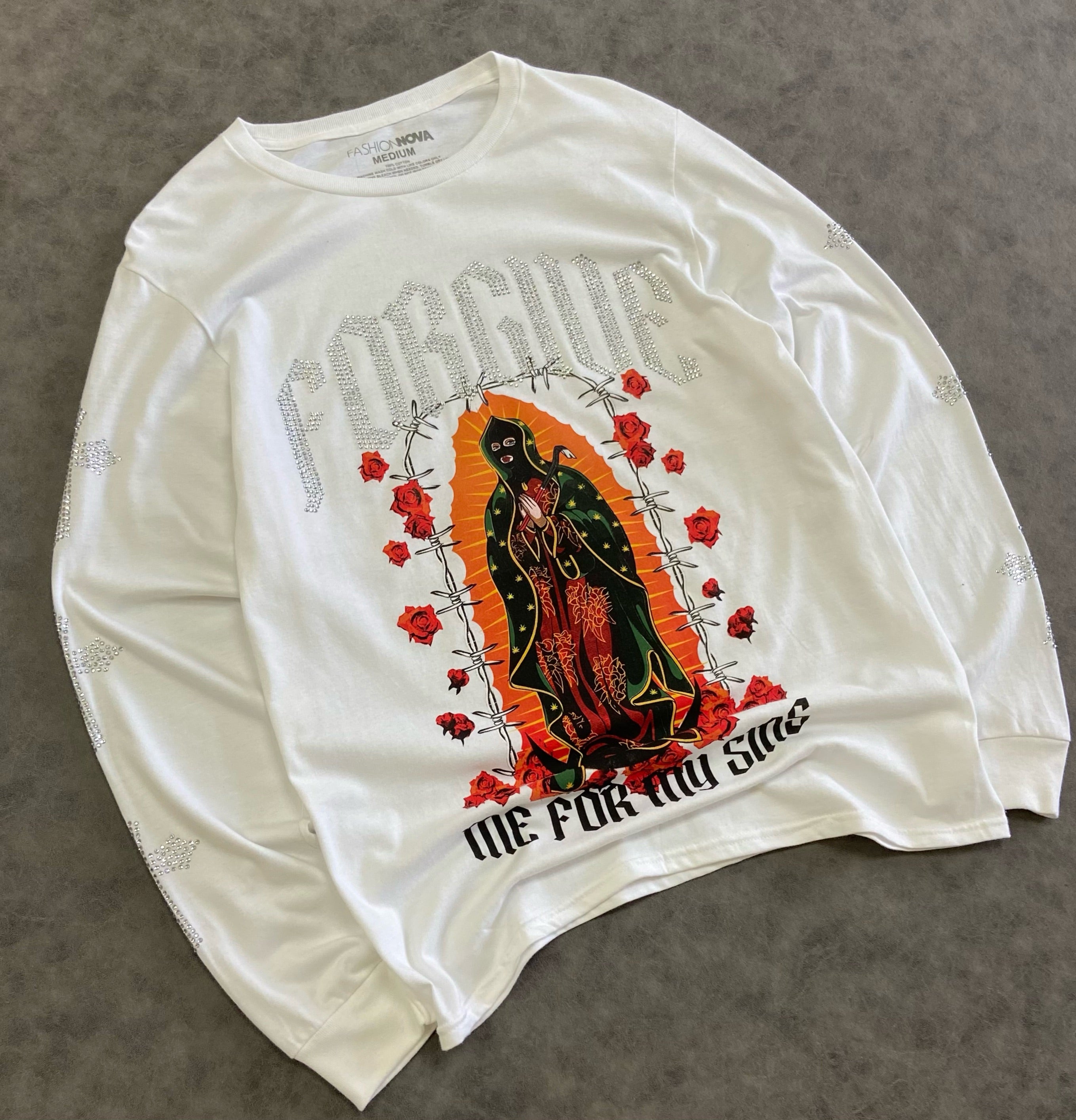 Forgive My Sins Rhinestone Long Sleeve T-Shirt
