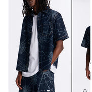 Widow Stitch Jacquard Denim  Shirt
